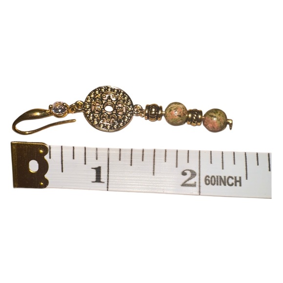 Elegant Gold and Unakite  Earrings-18k Gold Plated - Picture 5 of 5